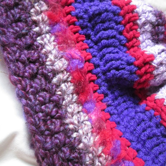 QUIRKY AND FUN RED AND PURPLE HAND CROCHETED HAT main image 5
